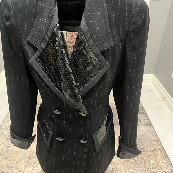 Lillie Rubin pin stripe holiday blazer size 4 1990 does 1970s vintage - Picture 12 of 16